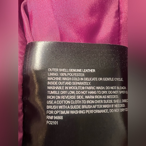 Genuine Leather Fuchsia Y2K Standout Statement Layering Moto Vintage Raspberry L - Picture 2 of 9